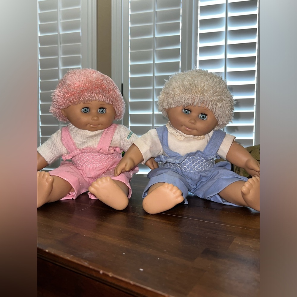 Vintage DAVID CRAFT 20" Dolls Vinyl & Cloth pink and blonde hair 1980's